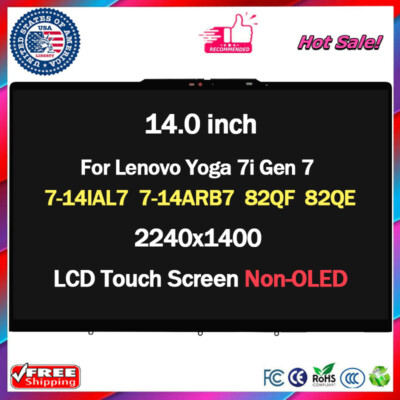14'' for Lenovo Yoga 7-14IAL7 LED LCD Touch Screen w/Bezel 2K 40 Pins Type 82QE