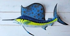 Sailfish Hand Painted 28" Replica Wall Mount Sculpture Game Fishing Salt Water 