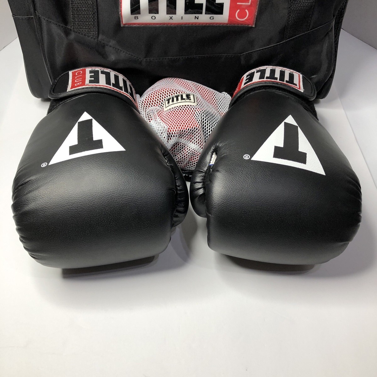 Title Boxing Gloves Black White with Bag & Wraps Size M
