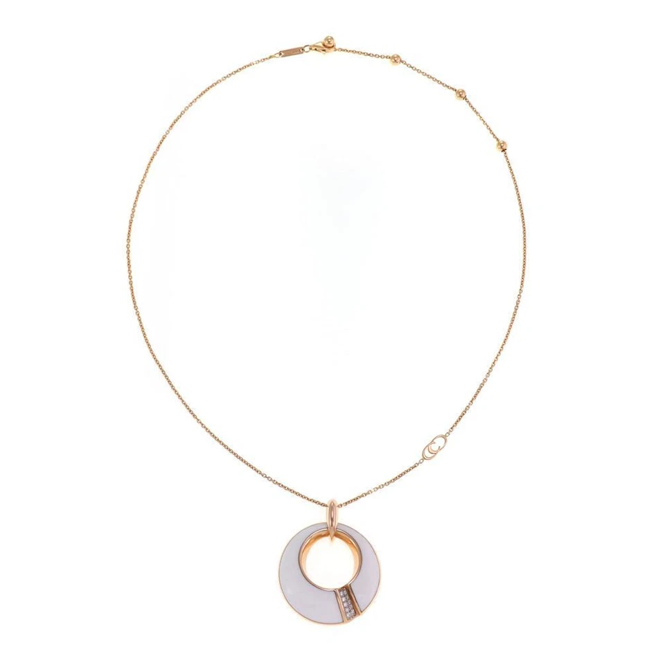 Chimento Diamond Necklace 18k Rose Gold Circle Pendant & Chain - Image 3 of 4