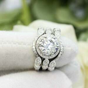 Vintage 1.65Ct Round Cut Diamond Filigree Engagement Ring Solid 14K White Gold