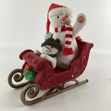 Hallmark Jingle Pals Sleigh Ride Snowman Plush Christmas Sled Sound Light Motion