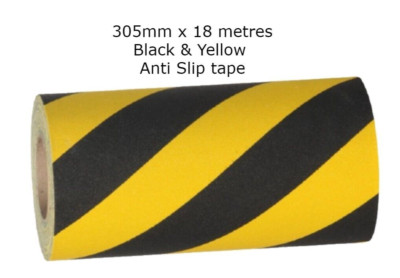 Handelsübliches Anti Rutsch Selbstklebendes Klebeband Schwarz & Gelb 305 mm x 18 m