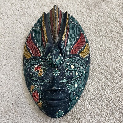 Vintage Balinese Dewi Sri Goddess Mask With Bird
