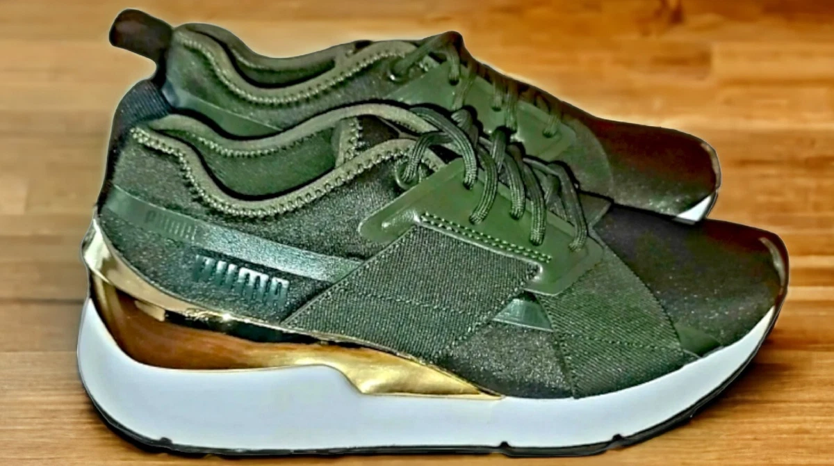 Size 6 Women s PUMA Muse X 2 Metallic Sneakers 370838 06 Night Team Gold