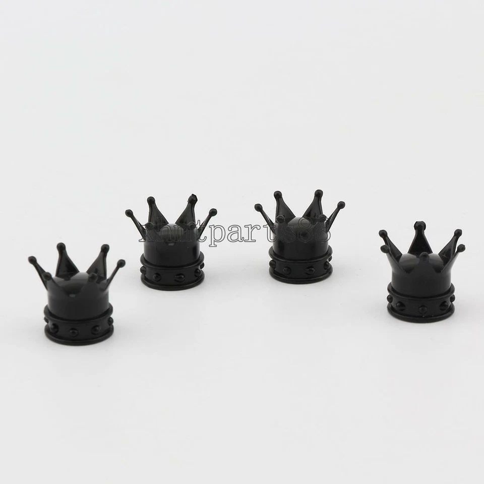 4PCS Black Crown Tire Air Stem Valve Caps for Honda Yamaha Kawasaki Motorcycle - Image 4 of 4