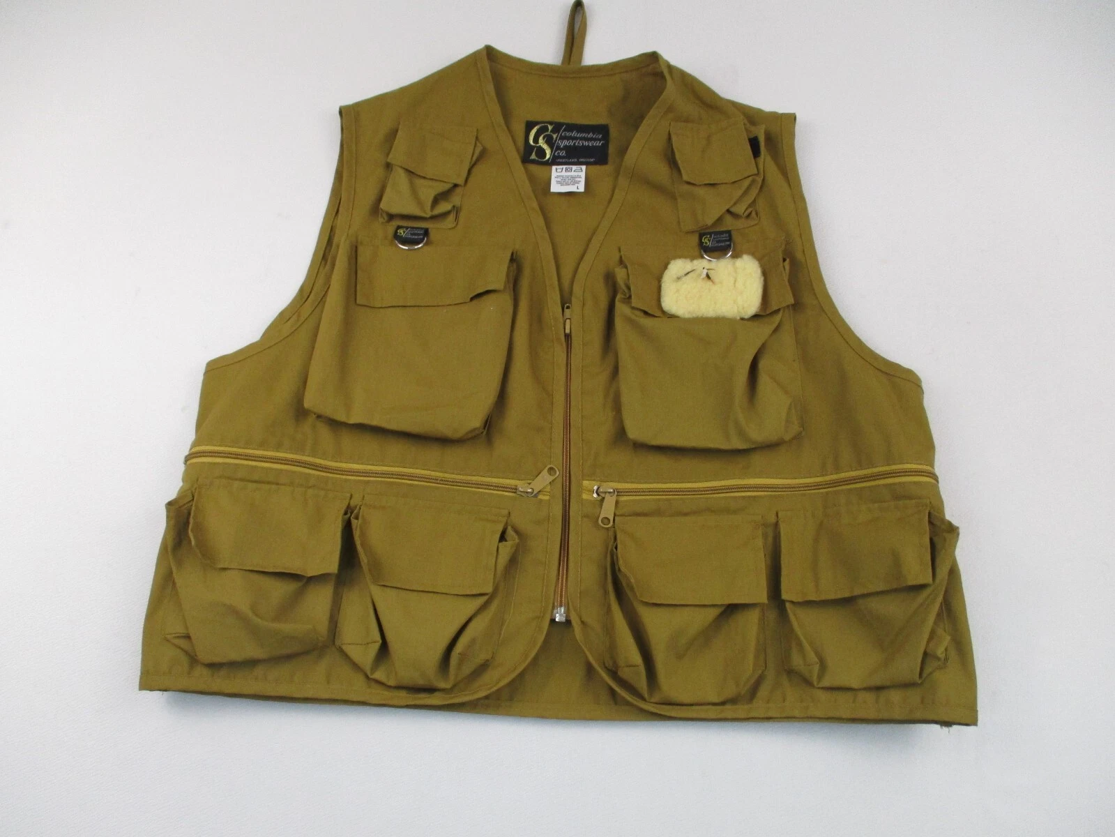 Vintage Columbia Photography Vest Mens Large Brown Fishing Hunting Safari