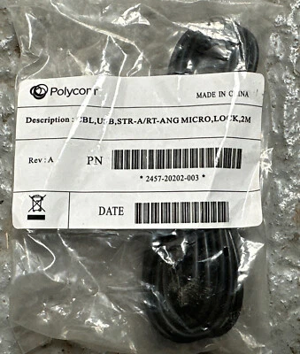 Polycom 2457-20202-003 CBL,USB,STR-A/RT-ANG Micro, Lock, 2M