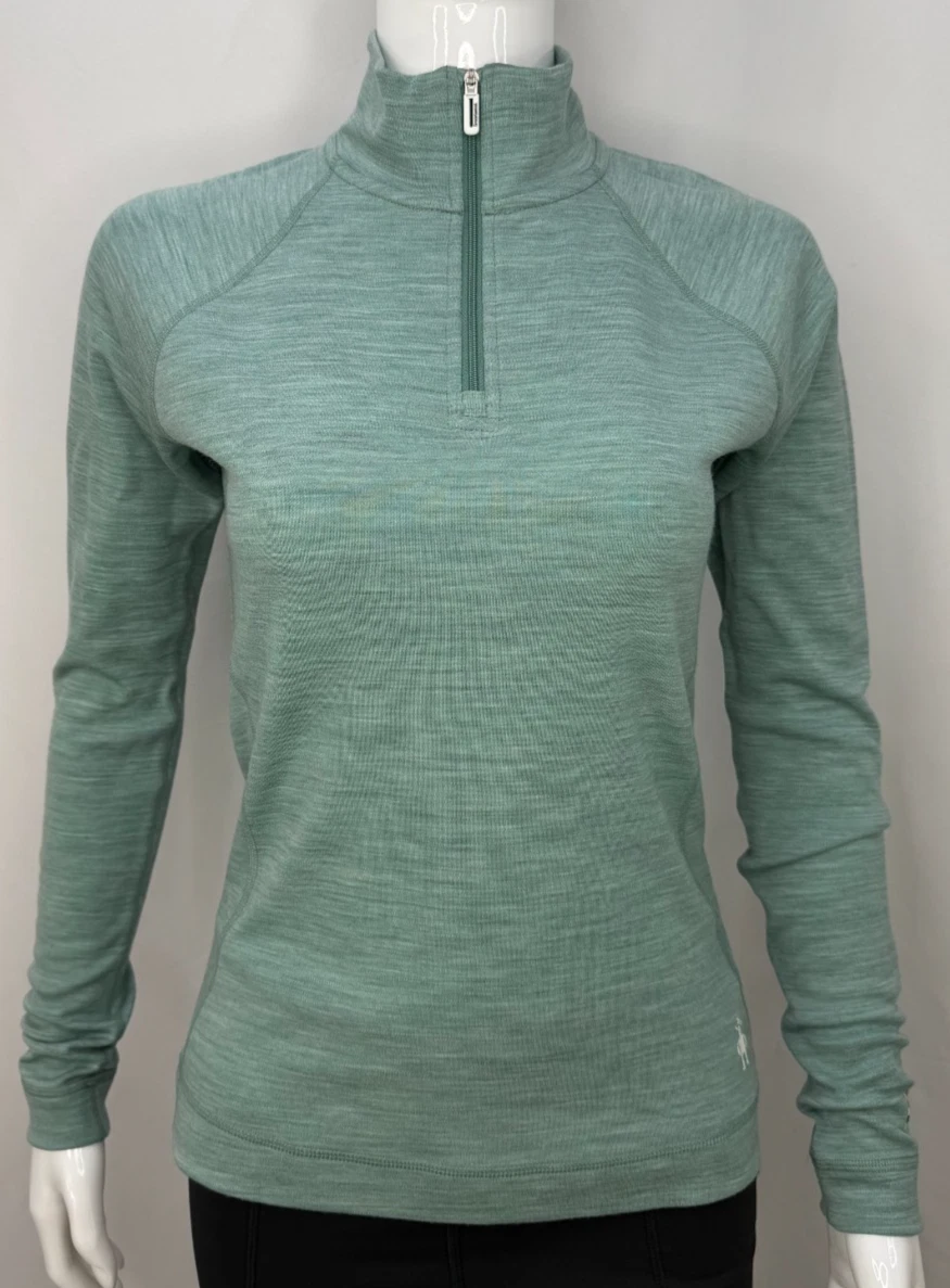 SmartWool Classic Thermal Merino Quarter Zip Base Layer Women's NWT Small Green
