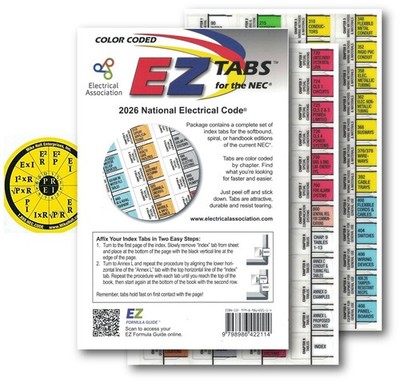 2026 Color Coded  EZ Tabs with EZ Formula Guide based on 2026 NEC Code books