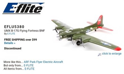 New E-Flite UMX B-17G Flying Fortress Bind-N-Fly BNF Airplane EFLU5380 AS3X
