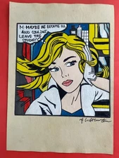 Roy Lichtenstein (Handmade) Drawing On Old Paper signed and stamped
