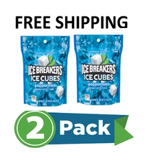 (PACK OF 2) Ice Breakers Ice Cubes Peppermint Sugar Free Chewing Gum, 100 Pieces