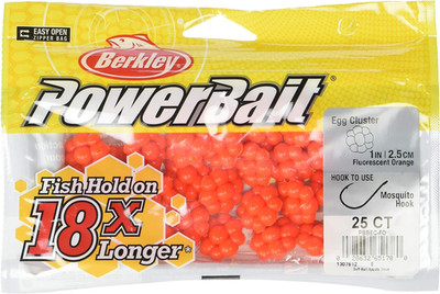 Powerbait Trout/Steelhead Egg Clusters Fishing Bait, Fluorescent Orange, Irresis