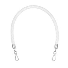 Braided Purse Strap 20" PU Leather Handbag Handle with Silver Buckle White