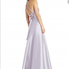Alfred Sung Sateen Twill Lace Up Back Purple Gown Size 6