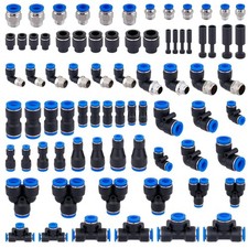 78 PCS Air Line Quick Connect Fittings 1/8" 1/4" 5/16" 3/8" 1/2" Push to Connect