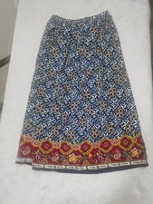 Vintage 70s Boho Floral Maxi Skirt Red Yellow Size 10 Cottagecore Springy Indie