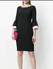 Lauren Ralph Lauren Pink Trim Bell Sleeve Black Dress Women's Size 8