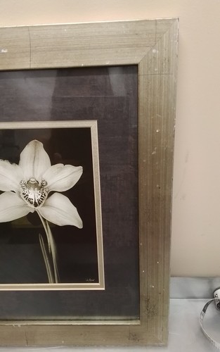Julie Greenwood White Lilly In Brass Frame Scratches On It - Bild 4 von 10