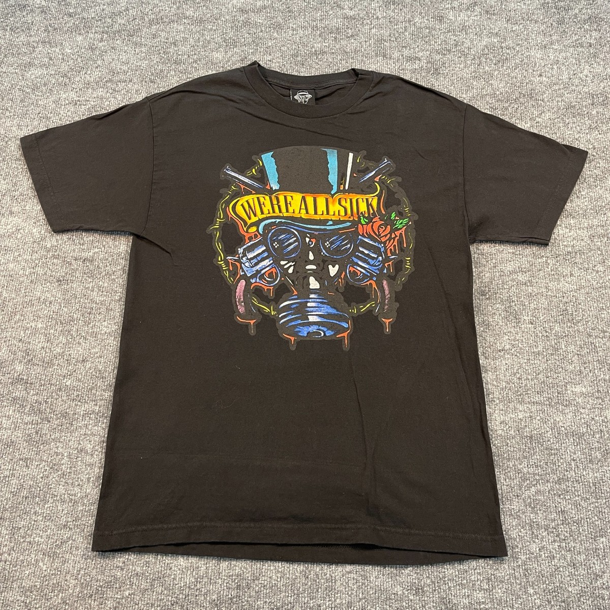 Vintage 1997 Psycho-Realm Guns-N-Roses Shirt Large 21x30 Gas-Mask Gun