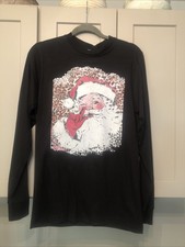 Santa T-Shirt Women  s Small Cotton Heritage New Black, Santa, Leopard, Snowflake