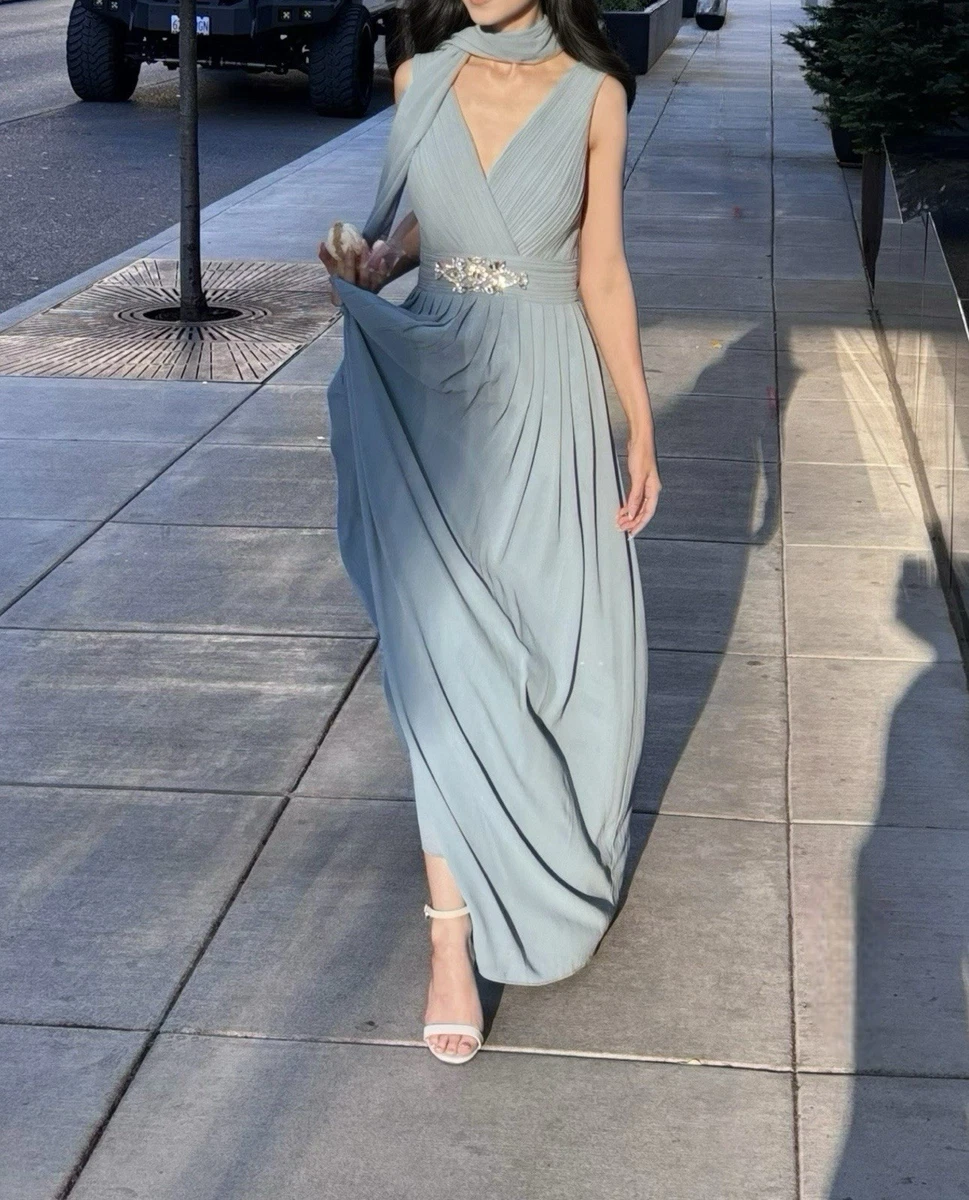 ebay light blue dress 1960s Light Blue Party Dress: Vintage Formal Gown, Size XS