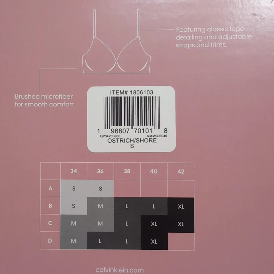 Calvin Klein Women's 2 Pack Lightly Lined Microfiber Wirefree Bra,Ostrich/Shore - Image 3 of 3