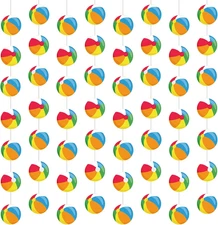 8 Pieces Beach Ball Garland Summer Pool Party Hanging Banner Decorations Pool Ba