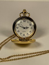 Classic 1920s-Inspired Gold Pocket Watch with Chain - Unisex Design