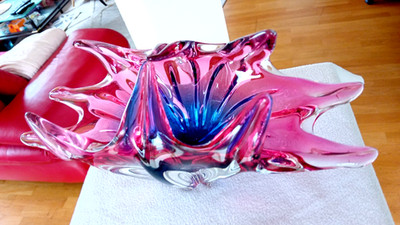 Schwere Glas Schale -CHRIBSKA by Josef Hospodka- Länge 30 cm -dekorativ- 1,6 kg