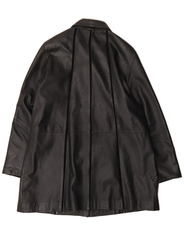 Abrigo de cuero de gran tamaño para mujer GIORGIO ARMANI Reino Unido 14 mediano cuero negro PH04 Foto 2 de 3