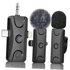 Wireless Lavalier Microphone for iPhone Android: Mini Lapel Mic with Black