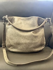 FRYE Melissa Shadow Gray Leather Hobo Slouchy Shoulder Bag Boho Festival