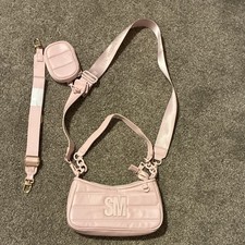 Steve Madden Light Pink Quilted Shoulder Bag with Logo, Detachable Strap, Coin  