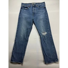 Levi's Women's Wedgie Straight Leg Button Fly Blue Denim Jeans - 28x26 (28x25.5)