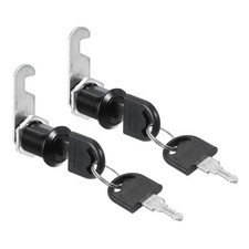 2Pcs 1" Cabinet Drawer Lock Security Cylinder Cam Keyed Different Black