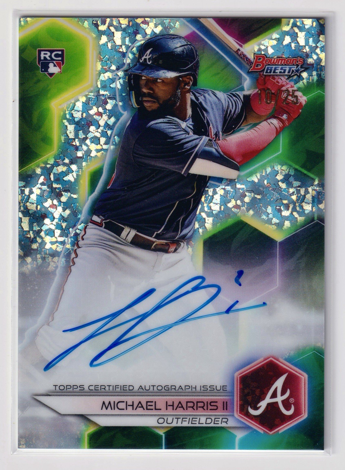 MICHAEL HARRIS RC 10/25 On Card Auto Mini Diamond Refractor 2023 Bowman’s Best
