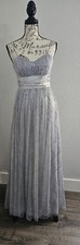 Beautiful Silver Tule Pageant Dress, Bridesmide Evening Gown 