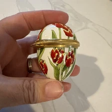 Halcyon Days English Enamel Egg with Tulip motif