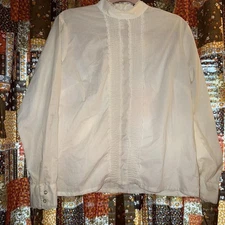 1970s High Neck Victorian Style Blouse Size M