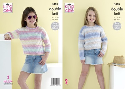 King Cole Knitting Pattern Girls Summer Sweater - DK 5423 - Childrens