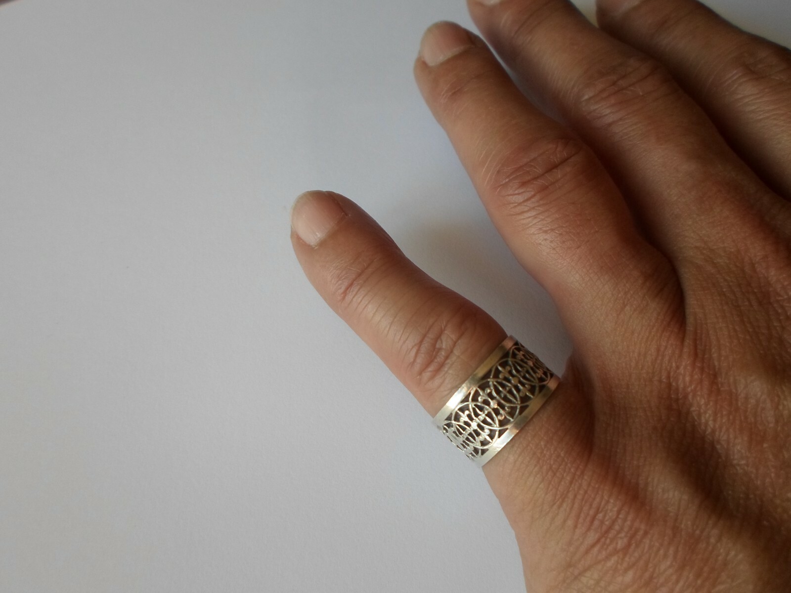 solid silver ring, ring, openwork, interlaced cir… - image 3