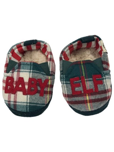 Dearfoams Infant Boys & Girls Green Plaid Baby Elf Holiday Slippers - 第 1/2 張圖片