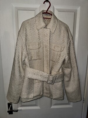 Na-kd NA/KD off white cream tweed belt jacket size 36 10 Sold Out - Main Image