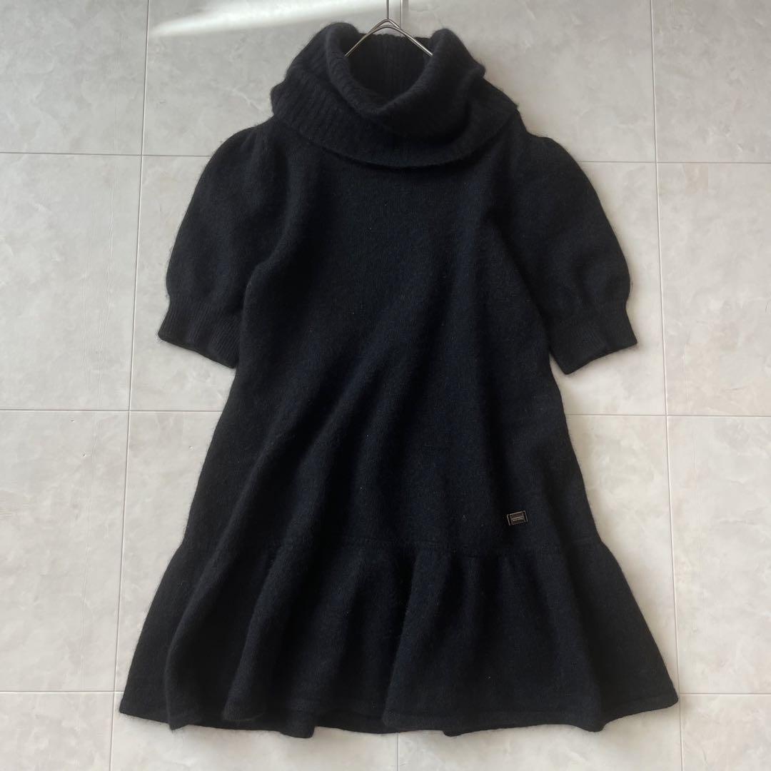 Burberry Blue Label Angora Knit Turtleneck Mini Dress Black Size 38 M