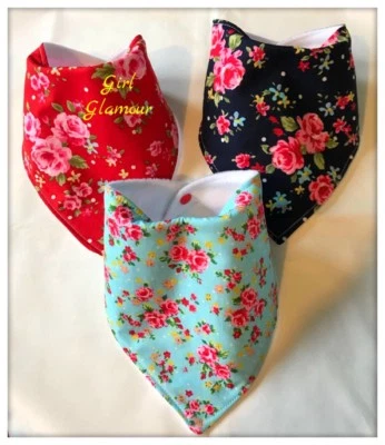 GIRL*GLAMOUR Blumen Dribble Latz Konvolut Bandana rote Rosen Vintage Stoff Regenbogen Kleid