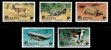 Kenya 1977 - Wildlife Fund, Endangered Animals - Set of 5v - Scott #89-93 - MNH