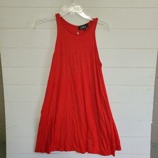 Lulus Womens Casual Solid Pullover Round Neck Sleeveless Dress Red Size Small