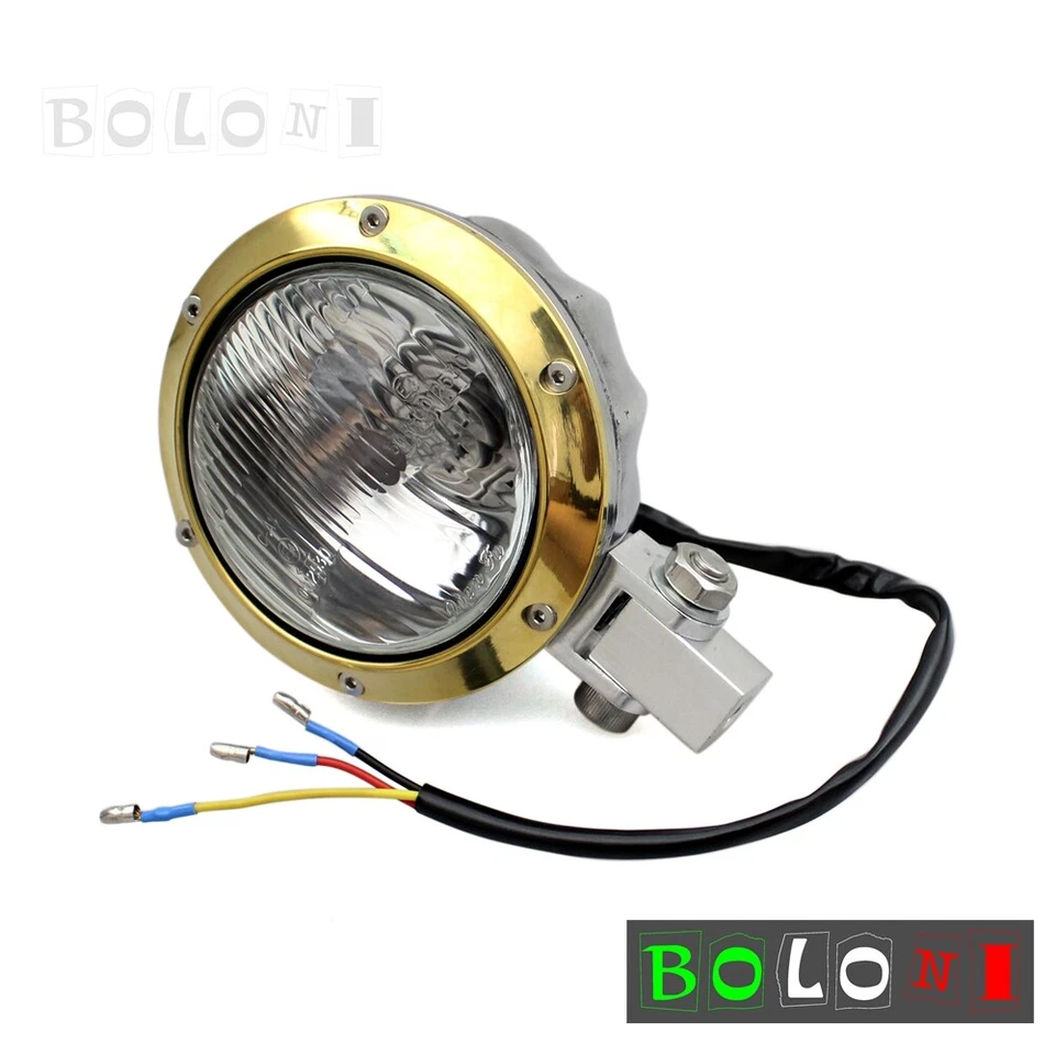Motorcycle Brass 4" Headlight Lamp For Harley Bobber Chopper Sportster Custom — 第 2/4 张图片
